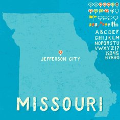 Map of Missouri with icons