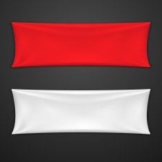 Red And White Textile Banner Set Vector