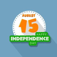 Indian Independence Day sticky design on blue background