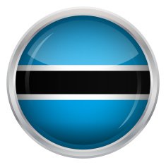 Glossy Button - Flag of Botswana N4