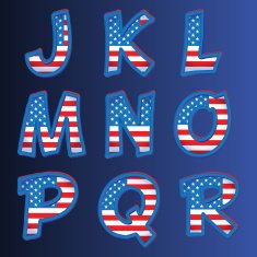 USA alphabet on a blue background