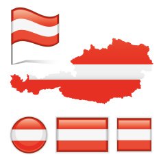 Austria map & flag