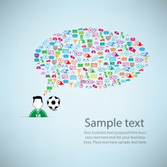 Template design player idea with soccer icon background