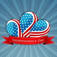 Glossy balloons painted in national flag colors on rays background
