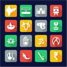 India Icons Flat Design