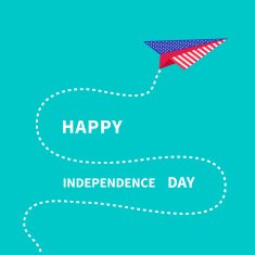Paper plane with dash line Happy independence day