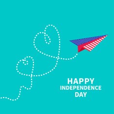 Paper plane with two hearts Dash line Independence day