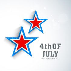 Stylish red and blue stars on shiny grey background