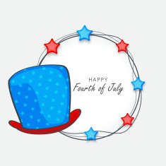 Circle frame with stars and hat in American flag colors