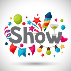 Carnival show and party greeting card with celebration objects N9