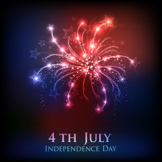Shiny red and blue fireworks for 4th of July celebration