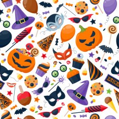 Halloween party colorful seamless pattern vector illustration N2