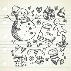 set of object related to Christmas in doodle style N2