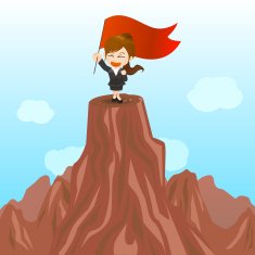 cartoon illustration Businesswoman victory