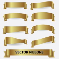 gold ribbon banners eps10