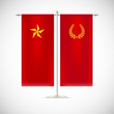 Two flags on a stand N3