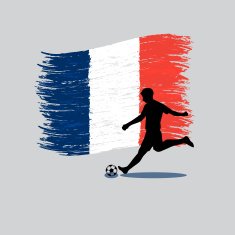 Soccer Player action with French Republic flag on background