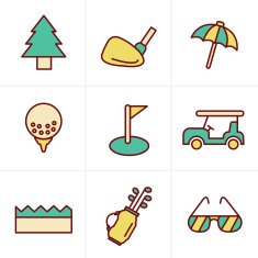 Icons Style golf Set Vector Design