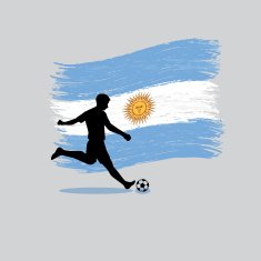 Soccer Player action with Argentine Republic flag on background