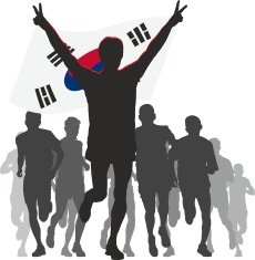 Winner with the South Korea flag at finish