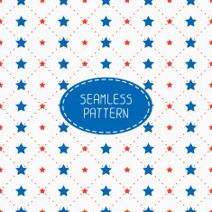 Patriotic seamless pattern Red blue stars American symbols USA flag N6