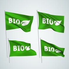 Bio with leaf - green vector flags