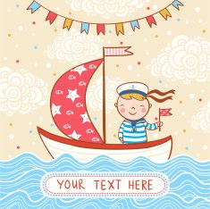 Nice marine background in vector cartoon style N2