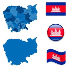 Cambodia Map and Flag Collection