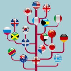 Flag badge Speech bubbles tree