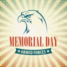 Memorial Day Typographic card with the American flag and eagle N5