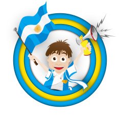 Argentina Soccer Fan Flag Cartoon N3