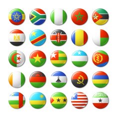 World flags round badges magnets Africa N2