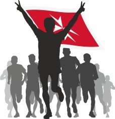 Winner with the Malta flag at finish