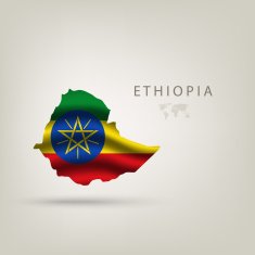 Flag of ETHIOPIA as a country with shadow