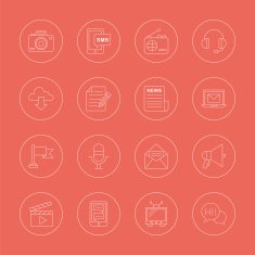 Media electronic line icon set N4