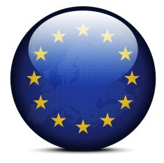 Map with Dot Pattern on flag button of Continent Europe