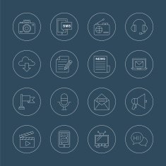 Media electronic line icon set N5