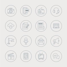 Media electronic line icon set N6