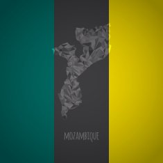 Low Poly Mozambique with National Colors