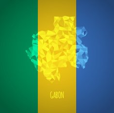 Low Poly Gabon with National Colors