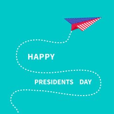 Presidents Day background Paper plane Dash line