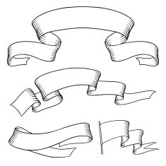 Set old vector banners hand drawn style N2
