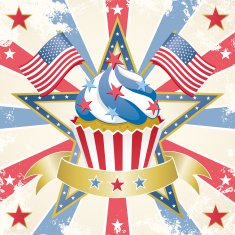 Retro American Patriotic Cupcake With Stars And Stripes