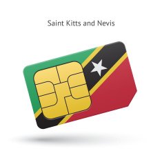 Saint Kitts and Nevis mobile phone sim card with flag