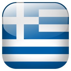 Greece national flag square button isolated on white background
