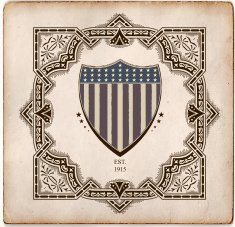 Vintage Style card with USA shield Elemenets organized by layer N2
