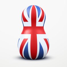 Russian tradition matrioshka dolls in British flag style