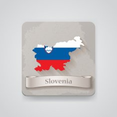 Icon of Slovenia map with flag Vector illustration