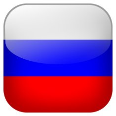 Russia national flag square button isolated on white background