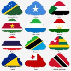 Set Flags in form clouds Vector illustration number 15